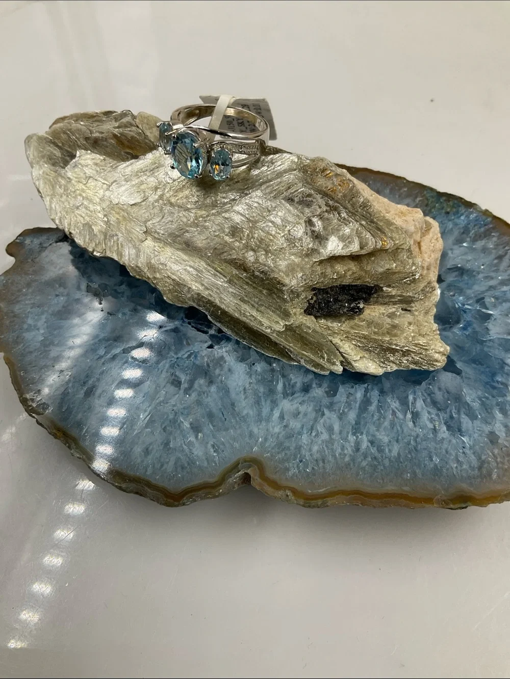 Ross¥Simons Three-Stone Sky Blue Topaz Sterling Ring - Size 7